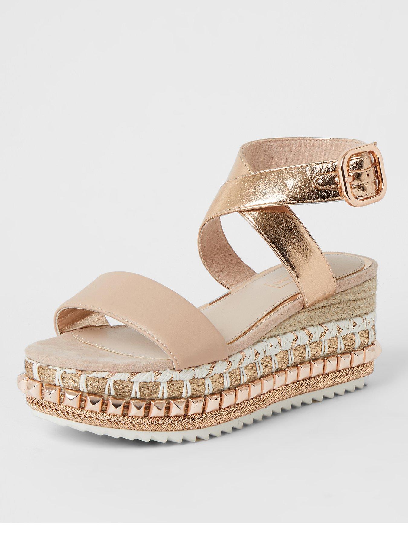gold studded flatforms