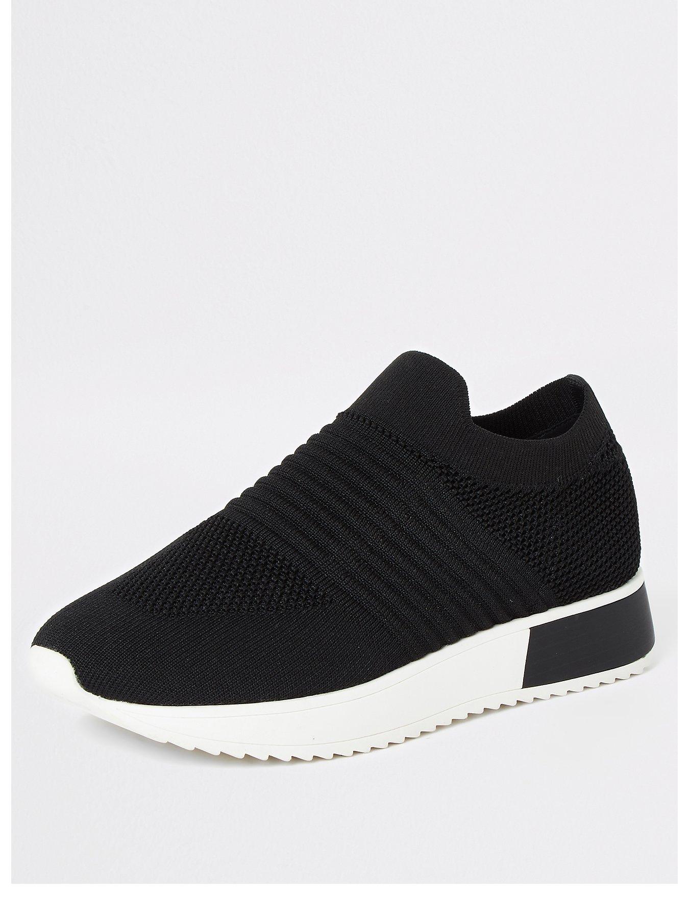 black knit runner trainers