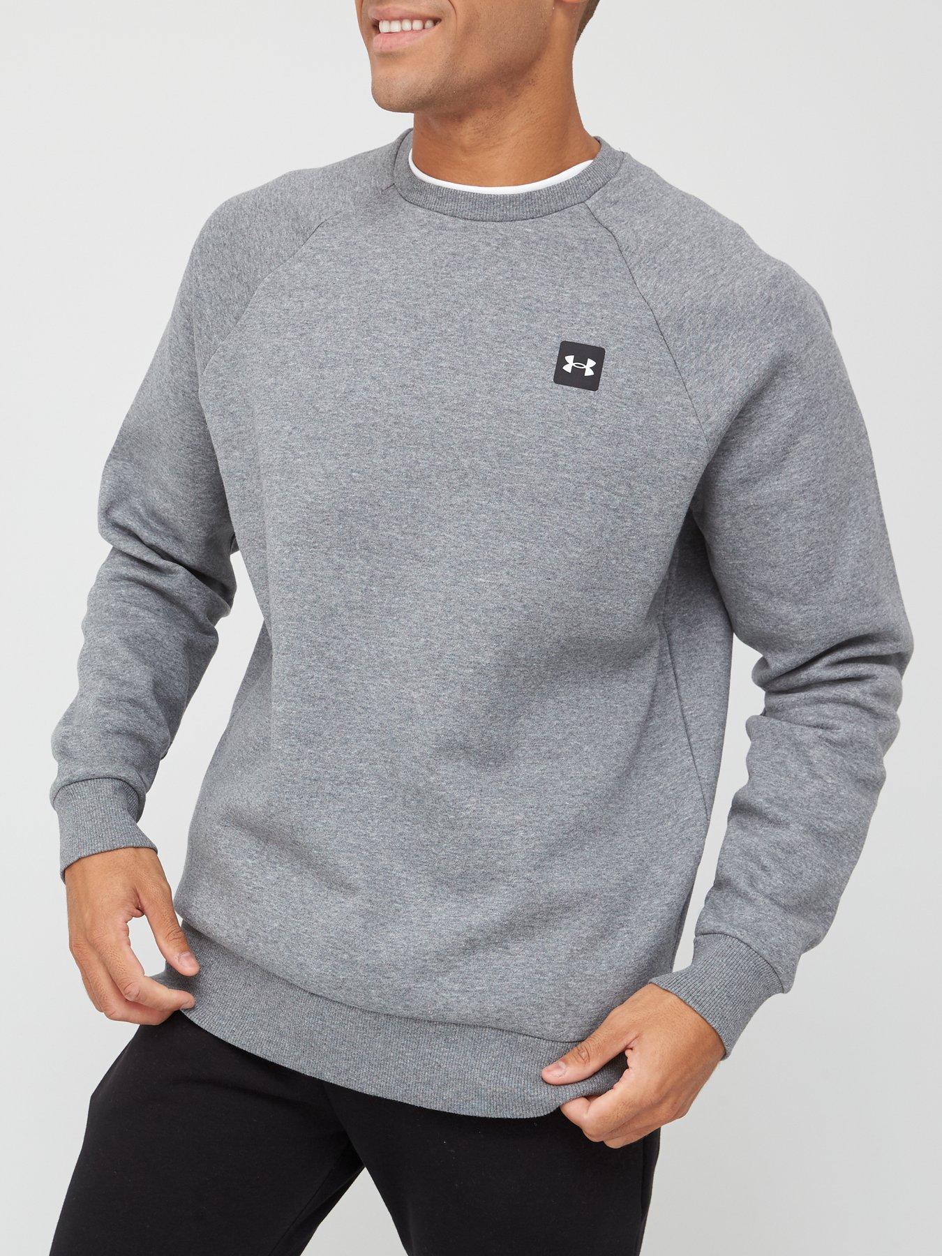 UNDER ARMOUR Training Rival Fleece Crew Sweatshirt - Grey/White | very.co.uk