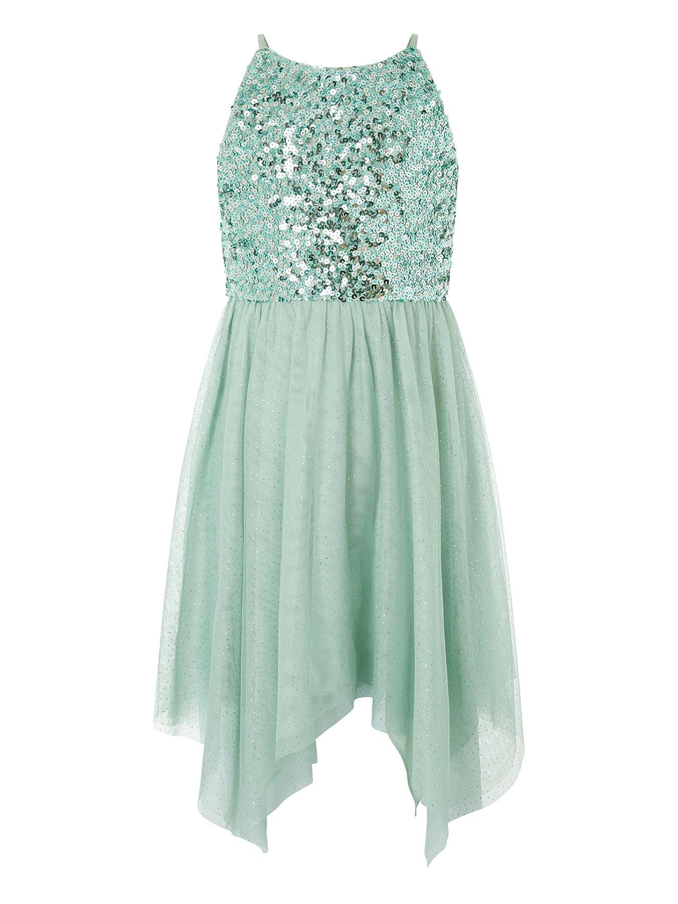 Monsoon Girls Truth Sage Sequin Hanky Hem Dress review