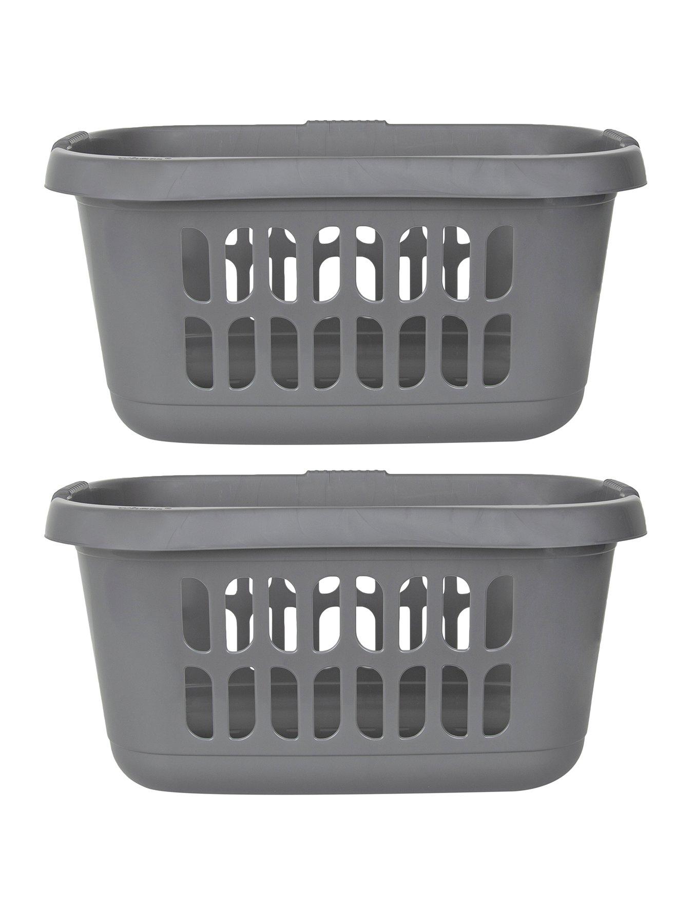 Wham 75 L Rectangular White Plastic Laundry Linen Basket Storage Box Hamper 