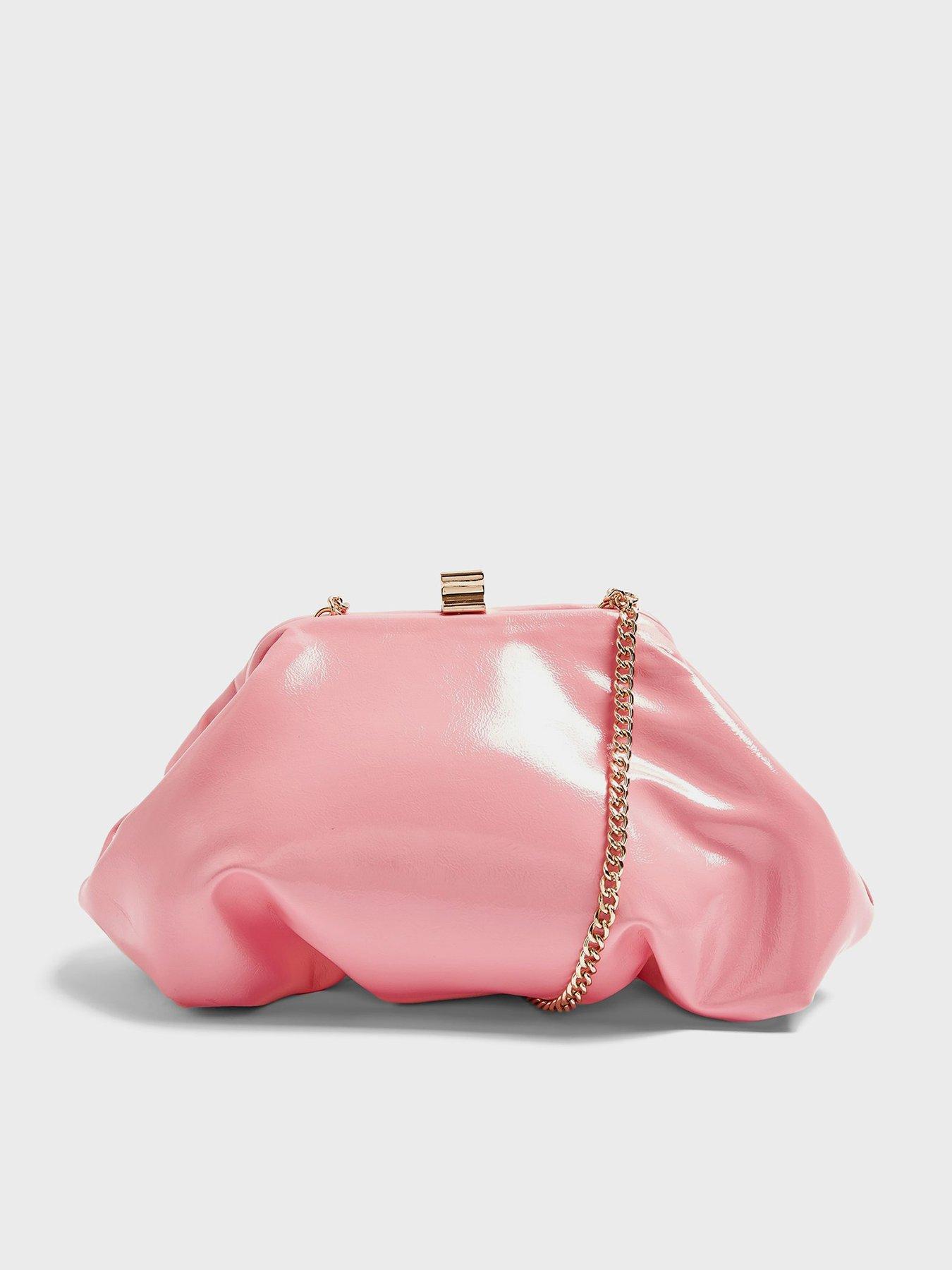 pink patent clutch bag