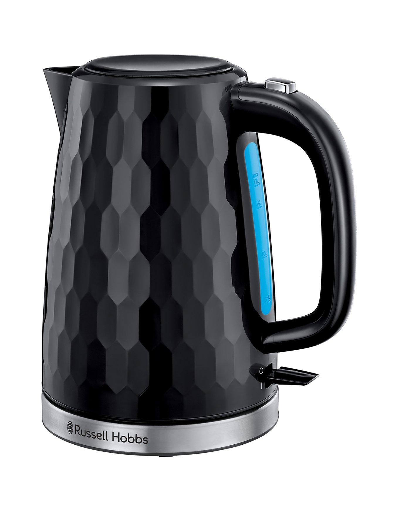 Product photograph of Russell Hobbs Honeycomb Black Plastic Kettle - 26051 from very.co.uk