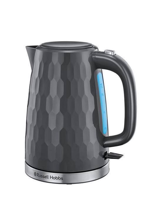 front image of russell-hobbs-honeycomb-grey-plastic-kettle-26053