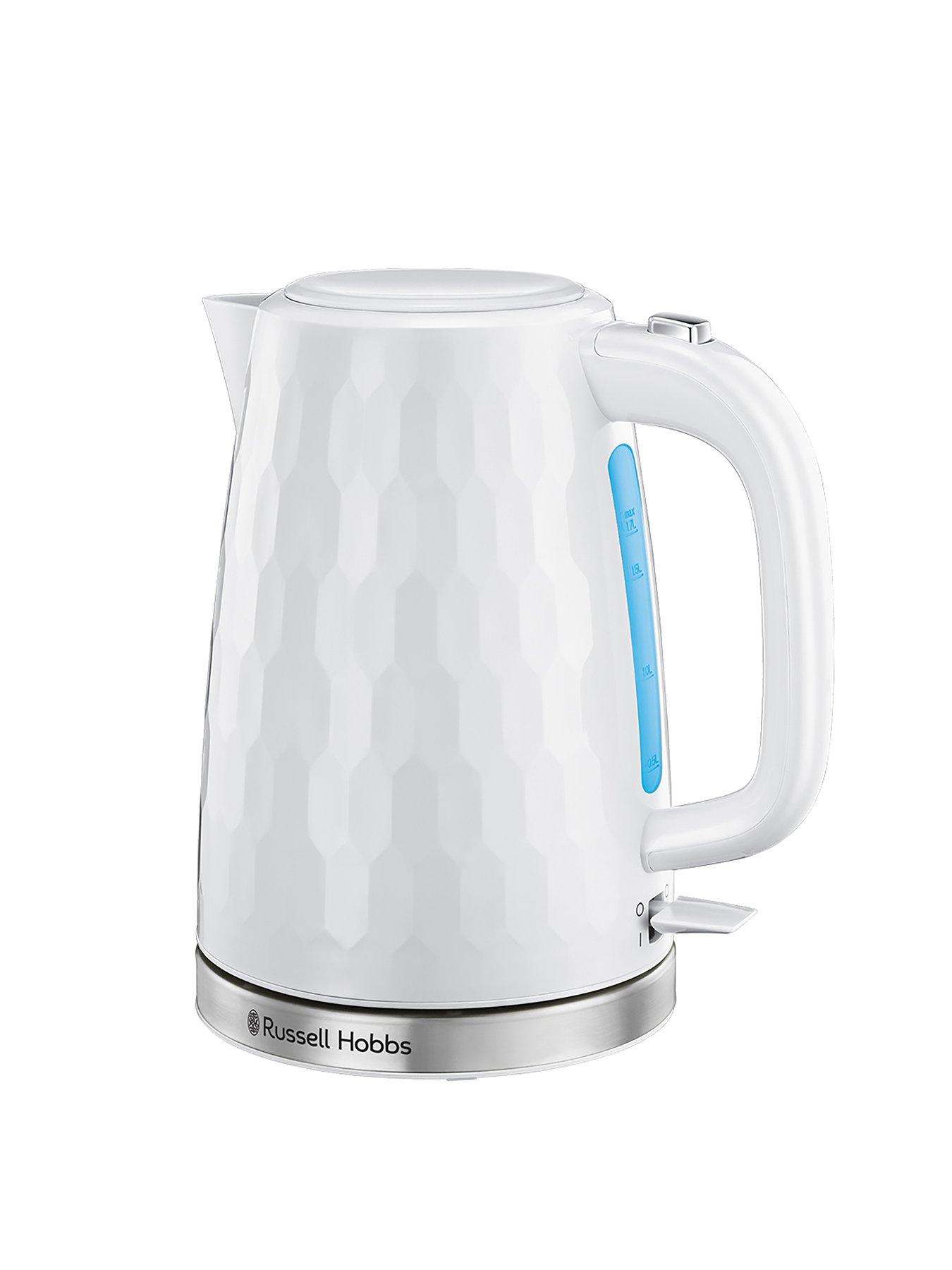Product photograph of Russell Hobbs Honeycomb White Plastic Kettle - 26050 from very.co.uk