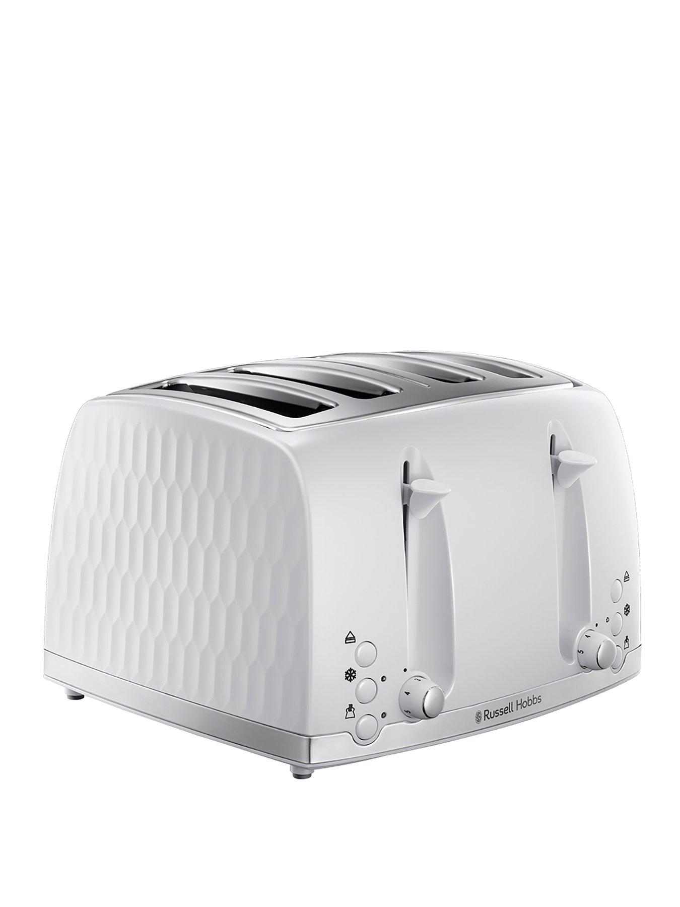 Russell Hobbs Honeycomb 4 Slice White Plastic Toaster - 26070