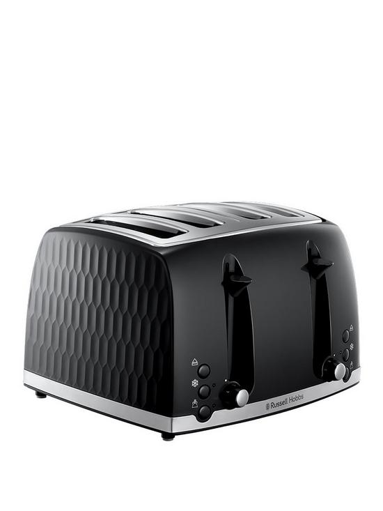front image of russell-hobbs-honeycomb-4-slice-black-plastic-toaster-26071