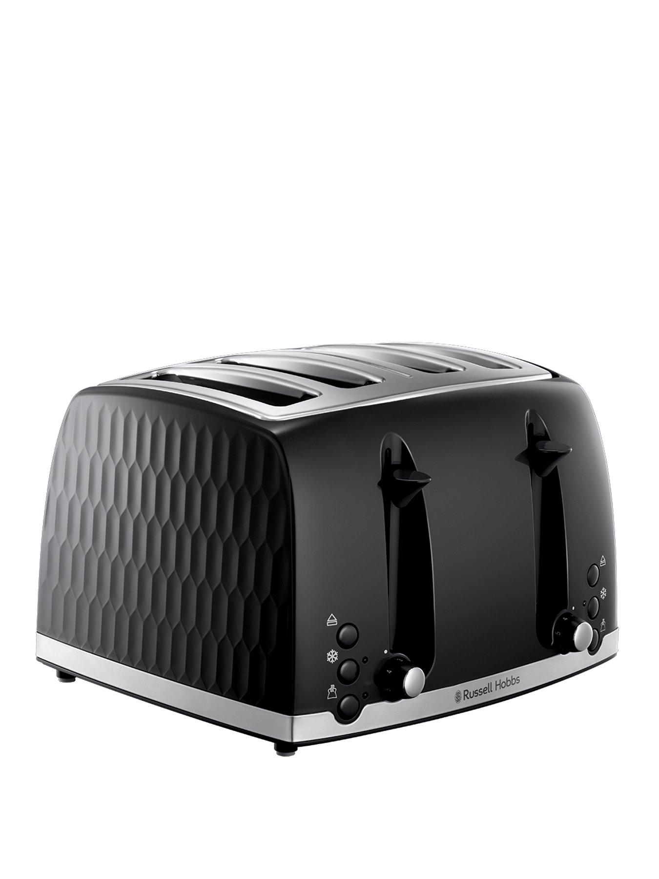 Image 1 of 6 of Russell Hobbs Honeycomb 4 Slice Black Plastic Toaster - 26071