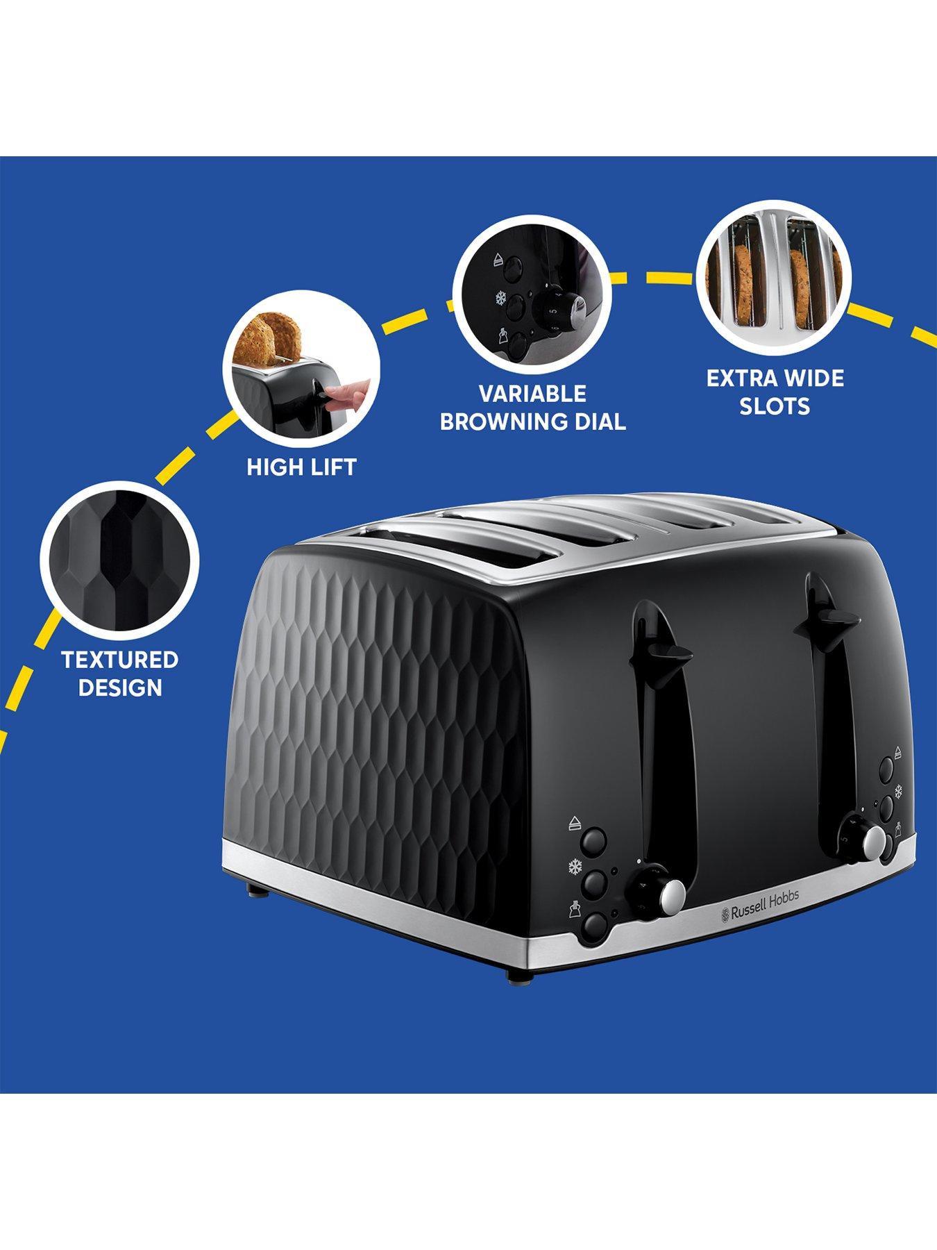 Image 3 of 6 of Russell Hobbs Honeycomb 4 Slice Black Plastic Toaster - 26071