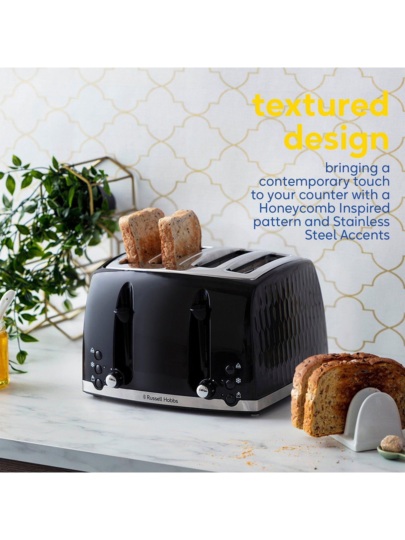 Image 4 of 6 of Russell Hobbs Honeycomb 4 Slice Black Plastic Toaster - 26071