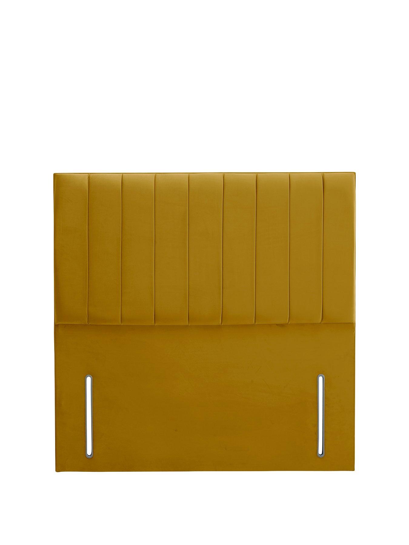 Product photograph of Shire Beds Liberty Velvet Divan Padded Headboard - Ochre from very.co.uk