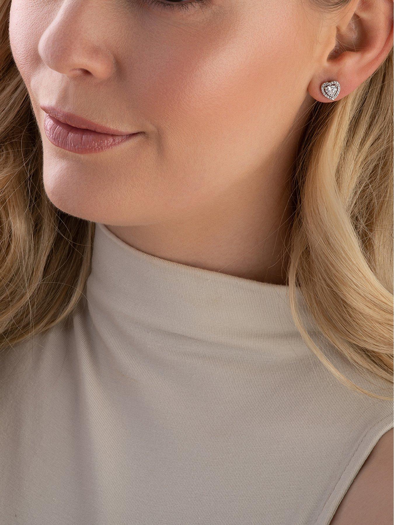 Image 2 of 3 of Beaverbrooks Silver Cubic Zirconia Heart Earrings