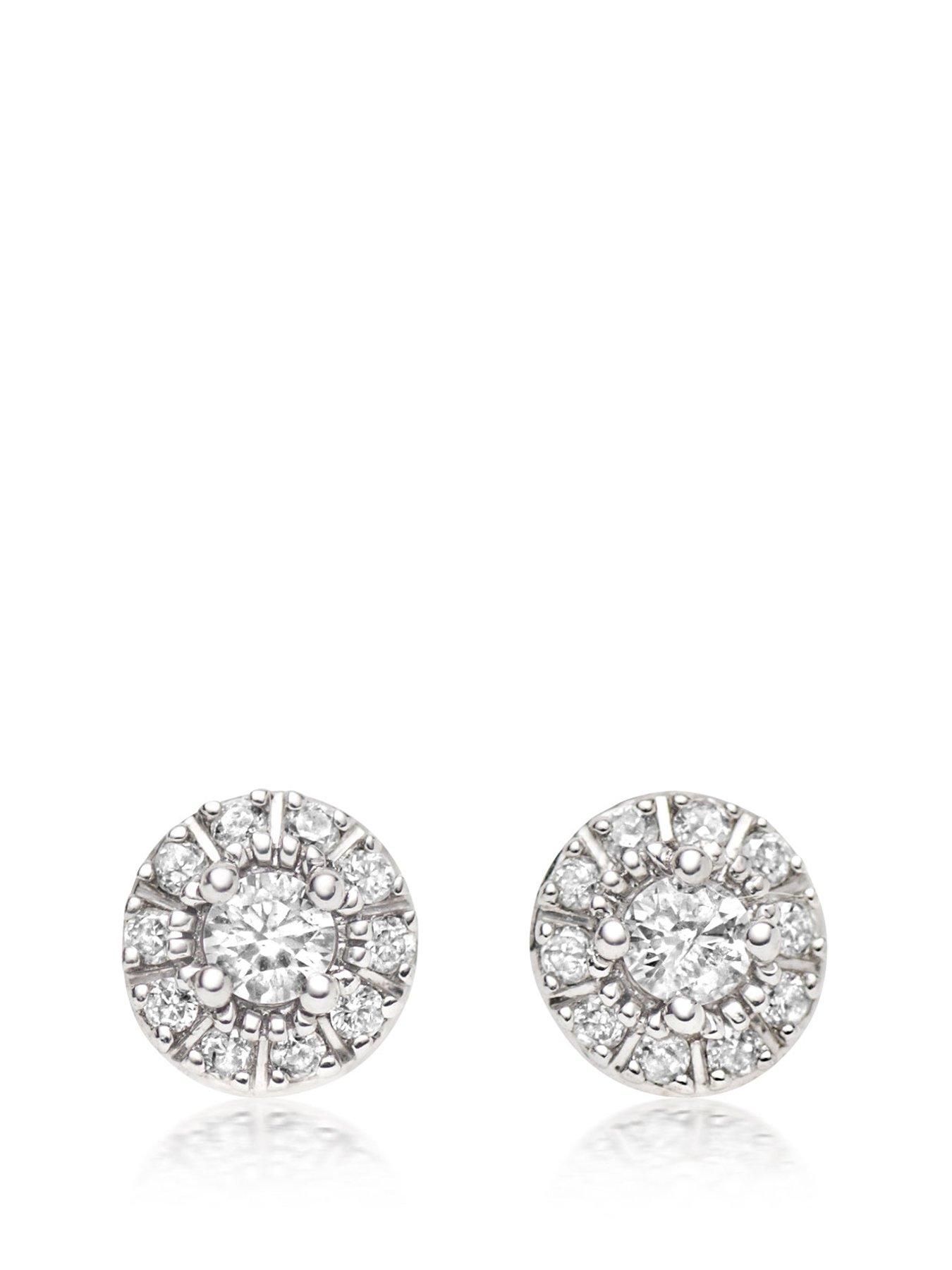undefined 9ct White Gold Diamond Stud Earrings