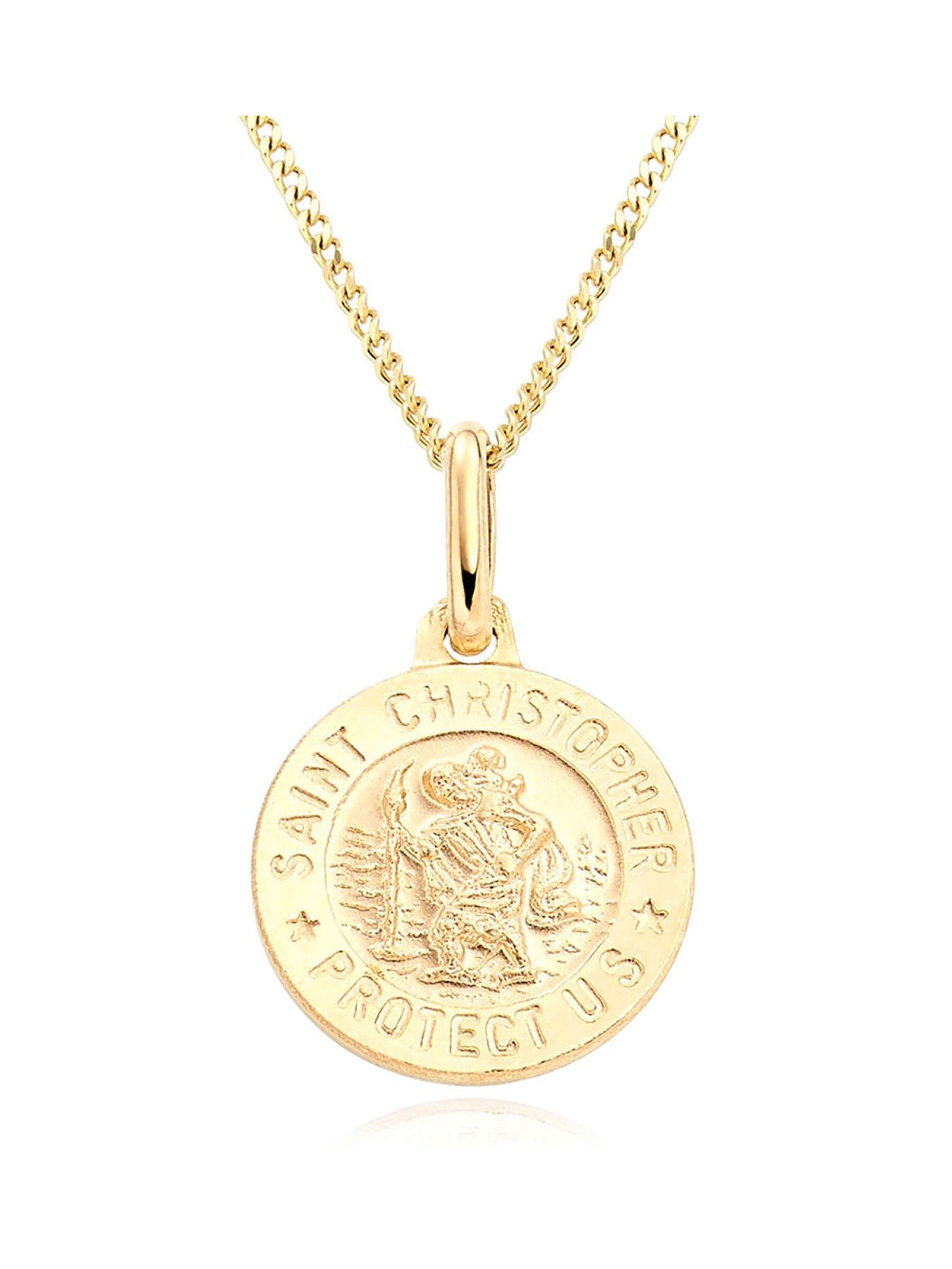 Beaverbrooks Mini B Childrens 9ct Gold St Christopher Pendant very.co.uk