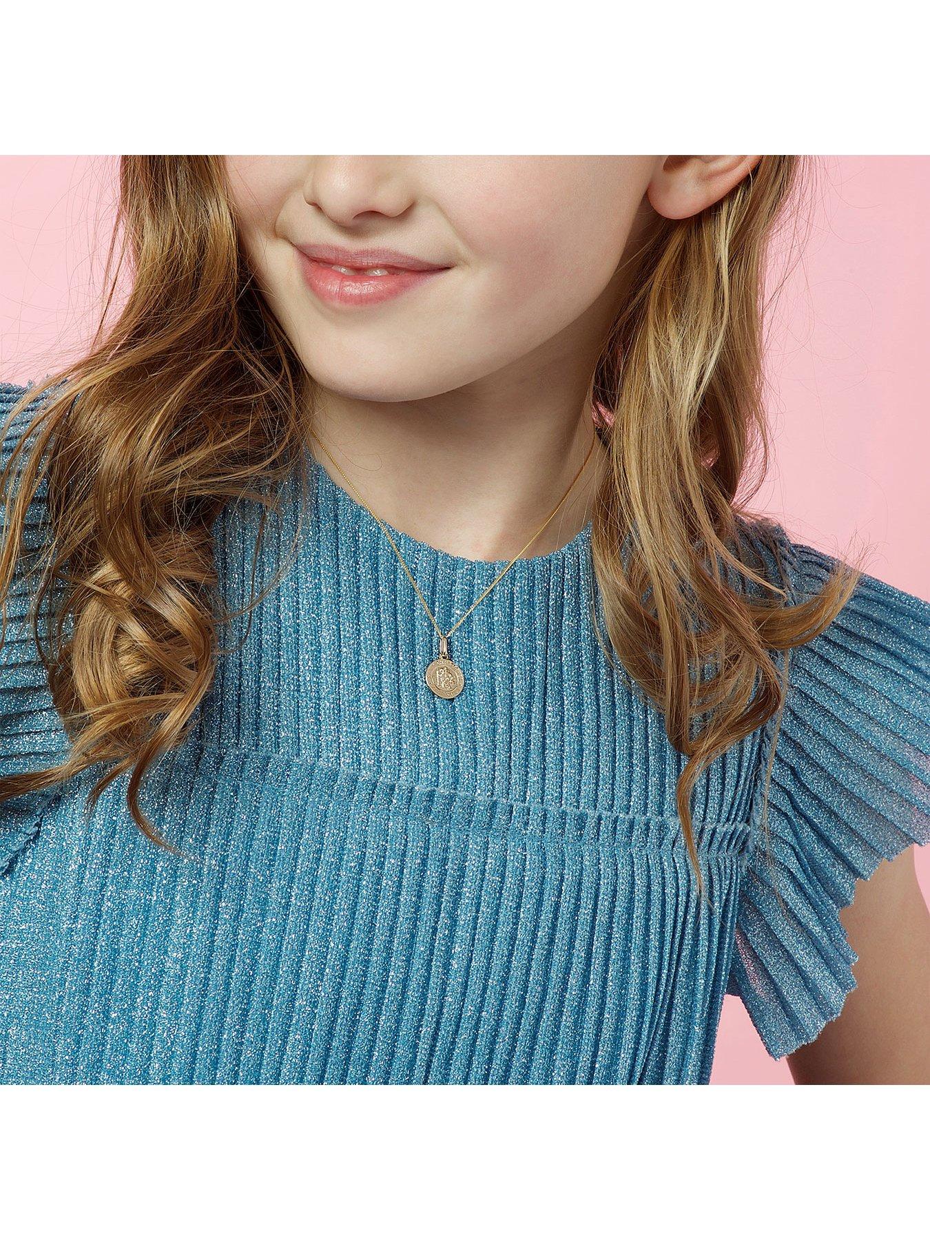 Beaverbrooks Mini B Childrens 9ct Gold St Christopher Pendant very.co.uk