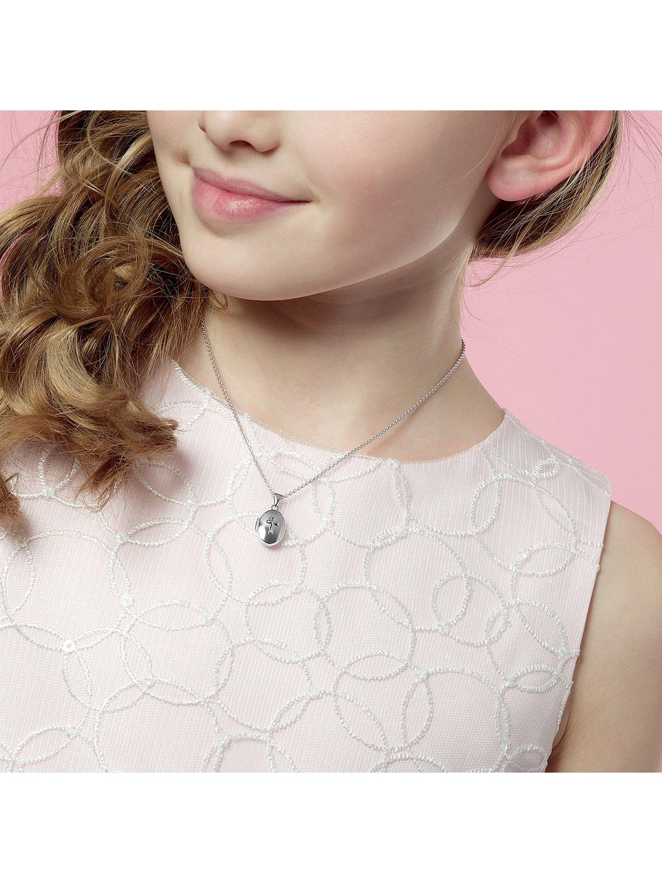 Mini B Childrens Silver Cross Locket
