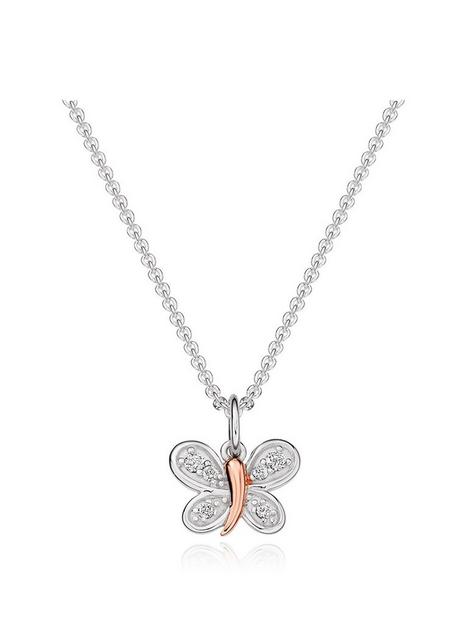 beaverbrooks-mini-b-childrens-silver-and-rose-gold-plated-cubic-zirconia-butterfly-pendant