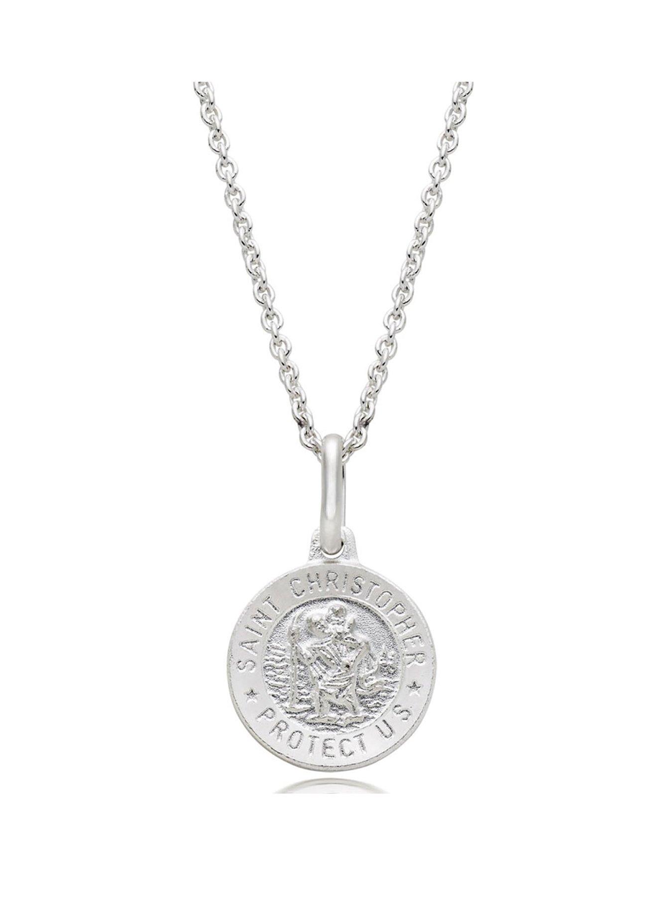 Beaverbrooks Mini B Childrens Silver St Christopher Pendant very.co.uk