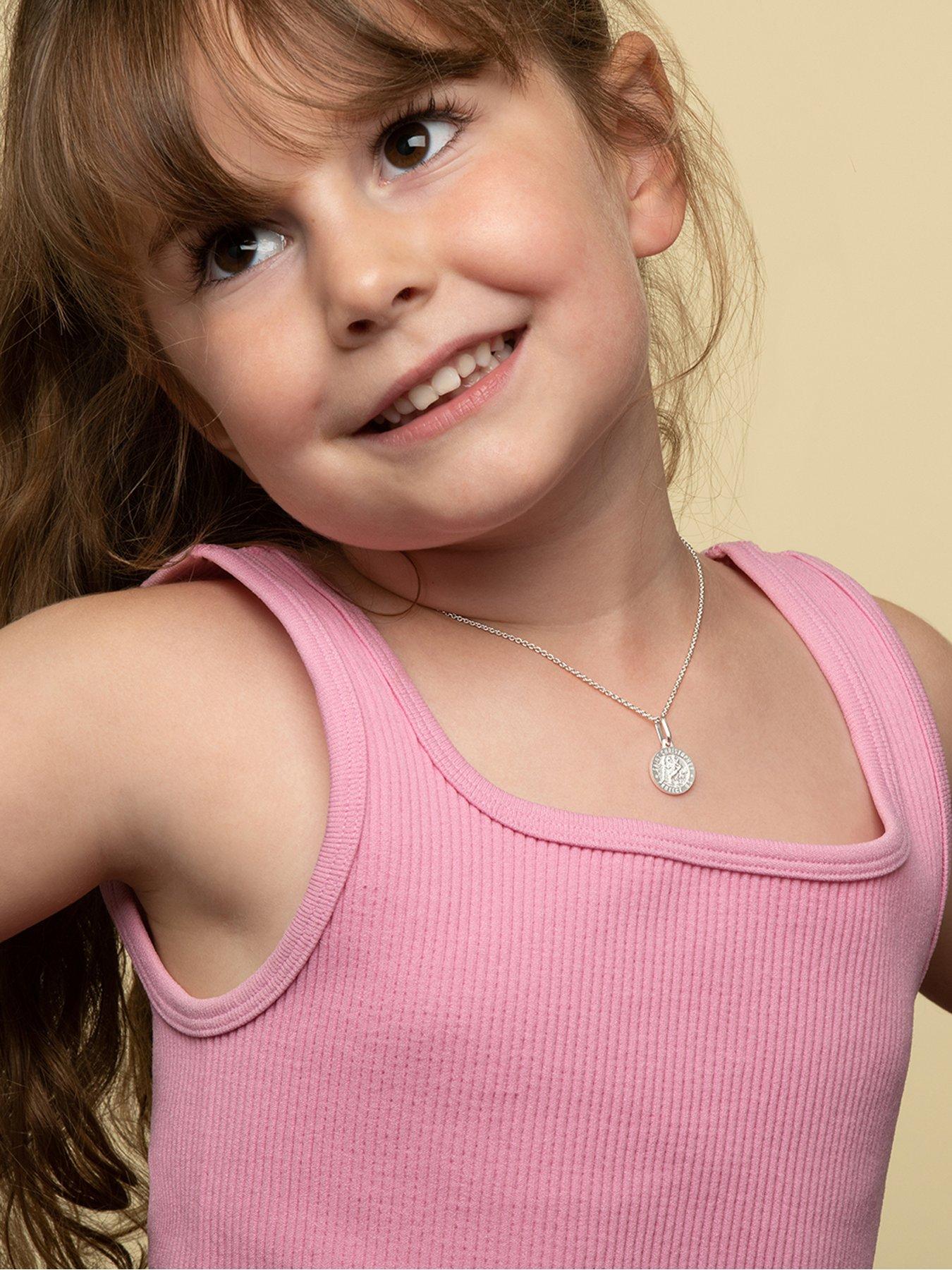Beaverbrooks Mini B Childrens Silver St Christopher Pendant very.co.uk