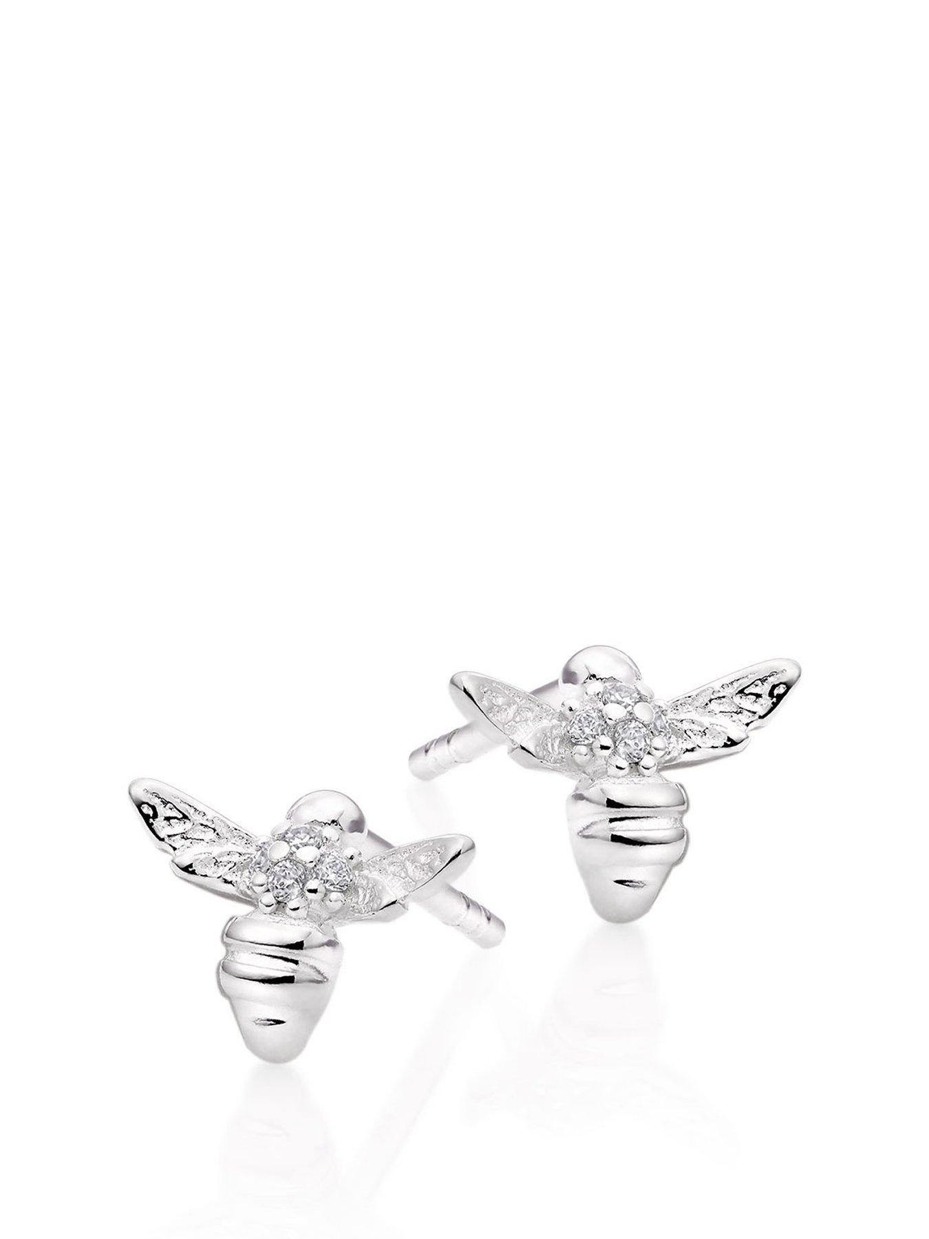 Jewellery & watches Mini B Childrens Silver Cubic Zirconia Bee Earrings