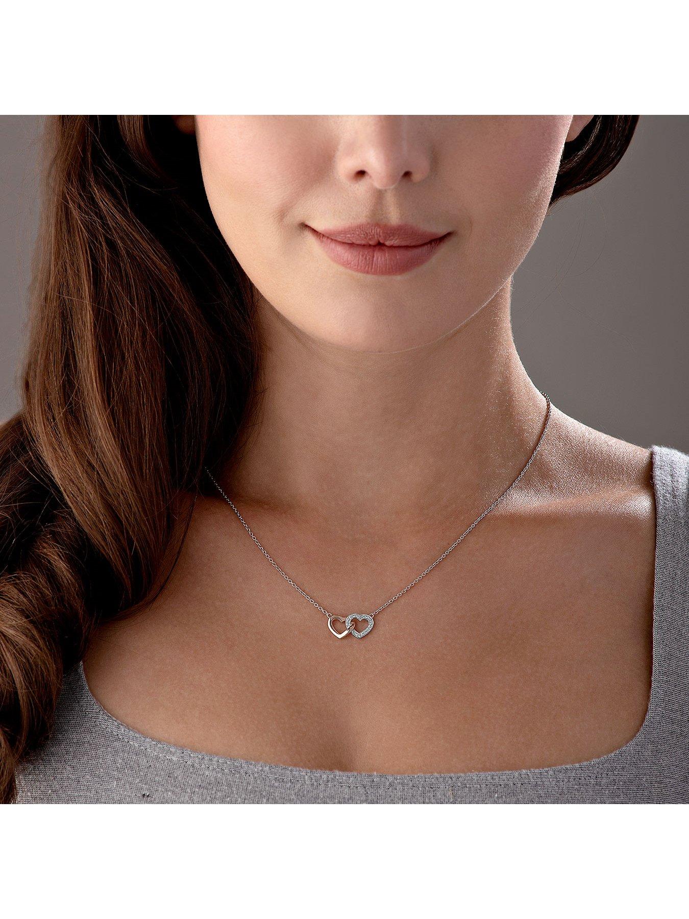 Double heart deals necklace silver