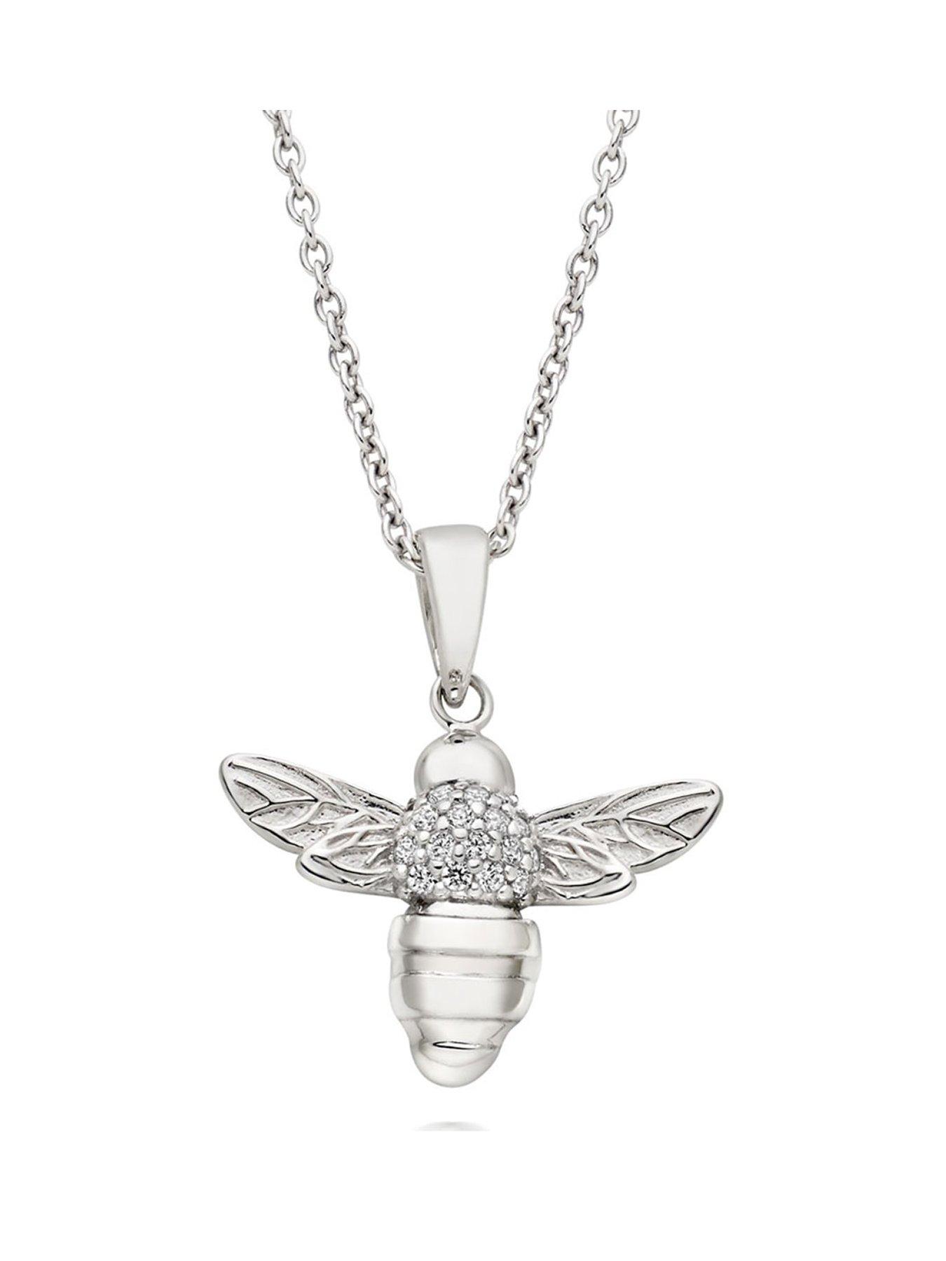 Beaverbrooks Silver Cubic Zirconia Bee Pendant