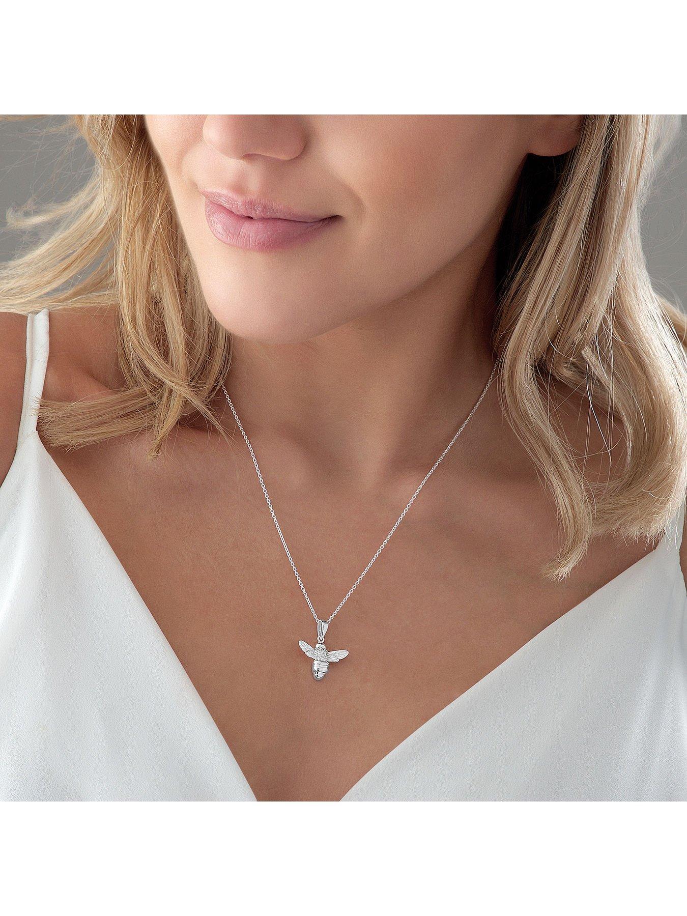 Image 2 of 3 of Beaverbrooks Silver Cubic Zirconia Bee Pendant
