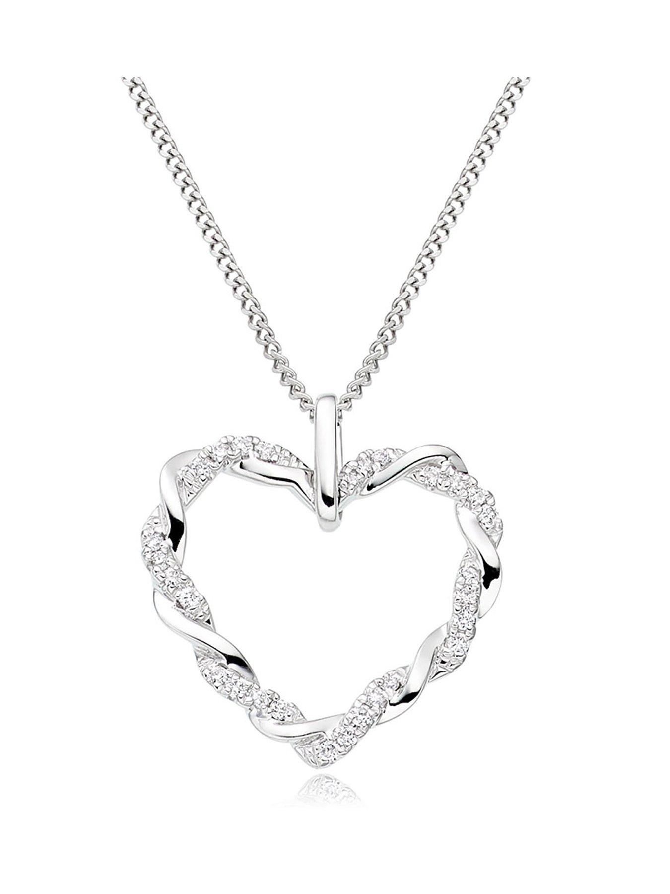 Beaverbrooks Entwine 9ct White Gold Diamond Heart Pendant