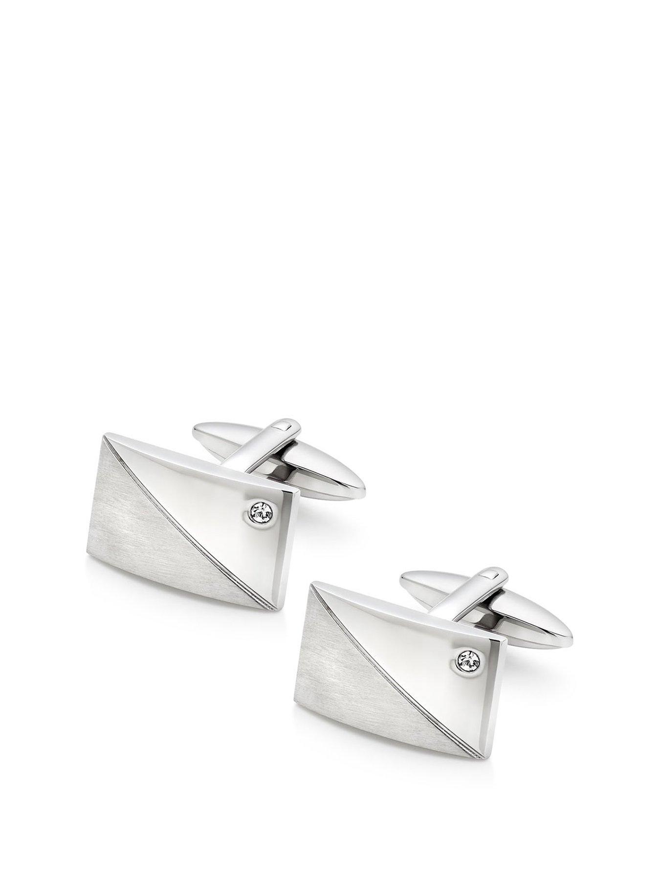 undefined Stylish Stainless Steel Cubic Zirconia Cufflinks