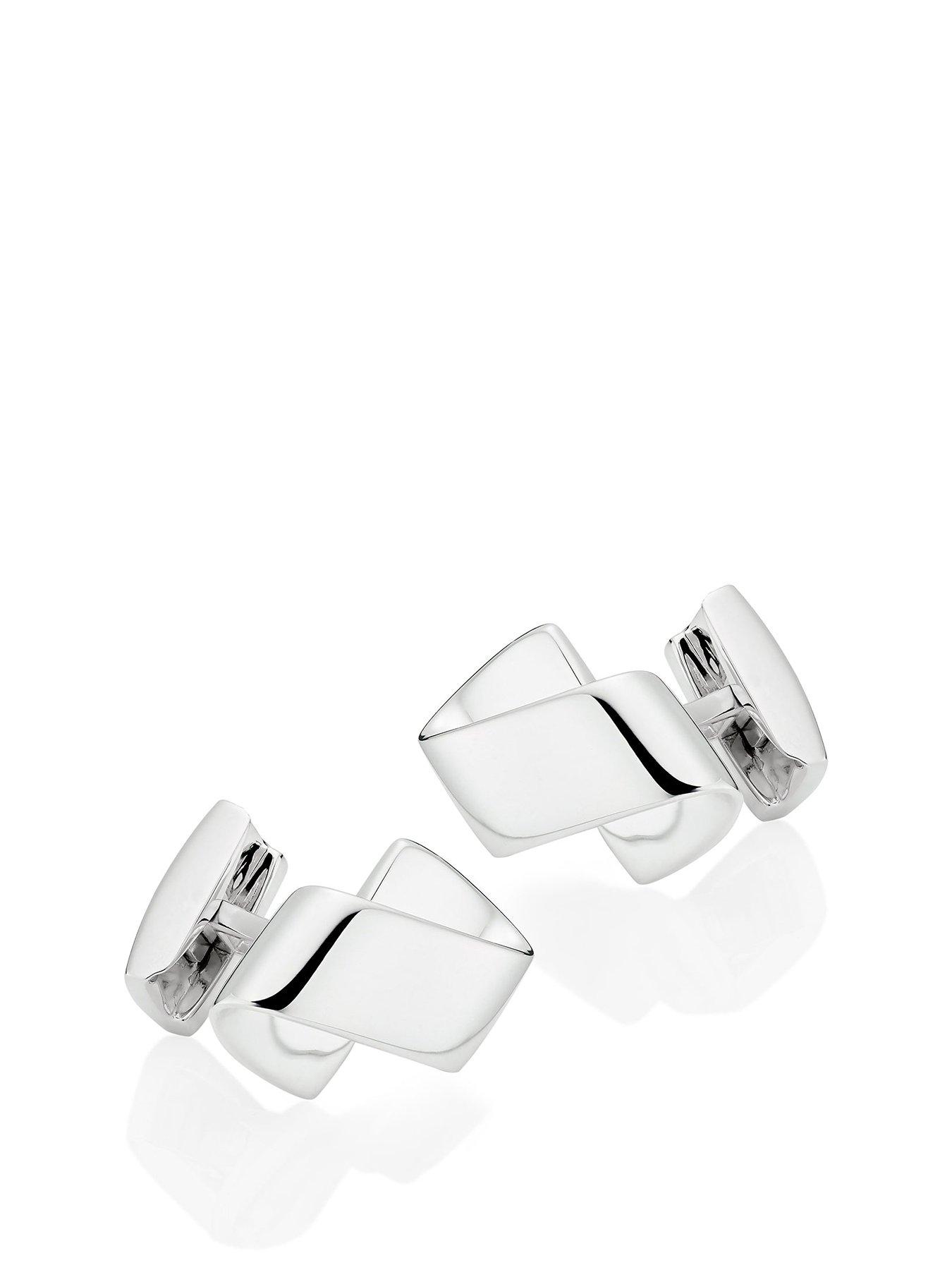 Jewellery & watches Men's Sterling Silver Stylish Elegant Pair of Cufflinks in Polished Finish