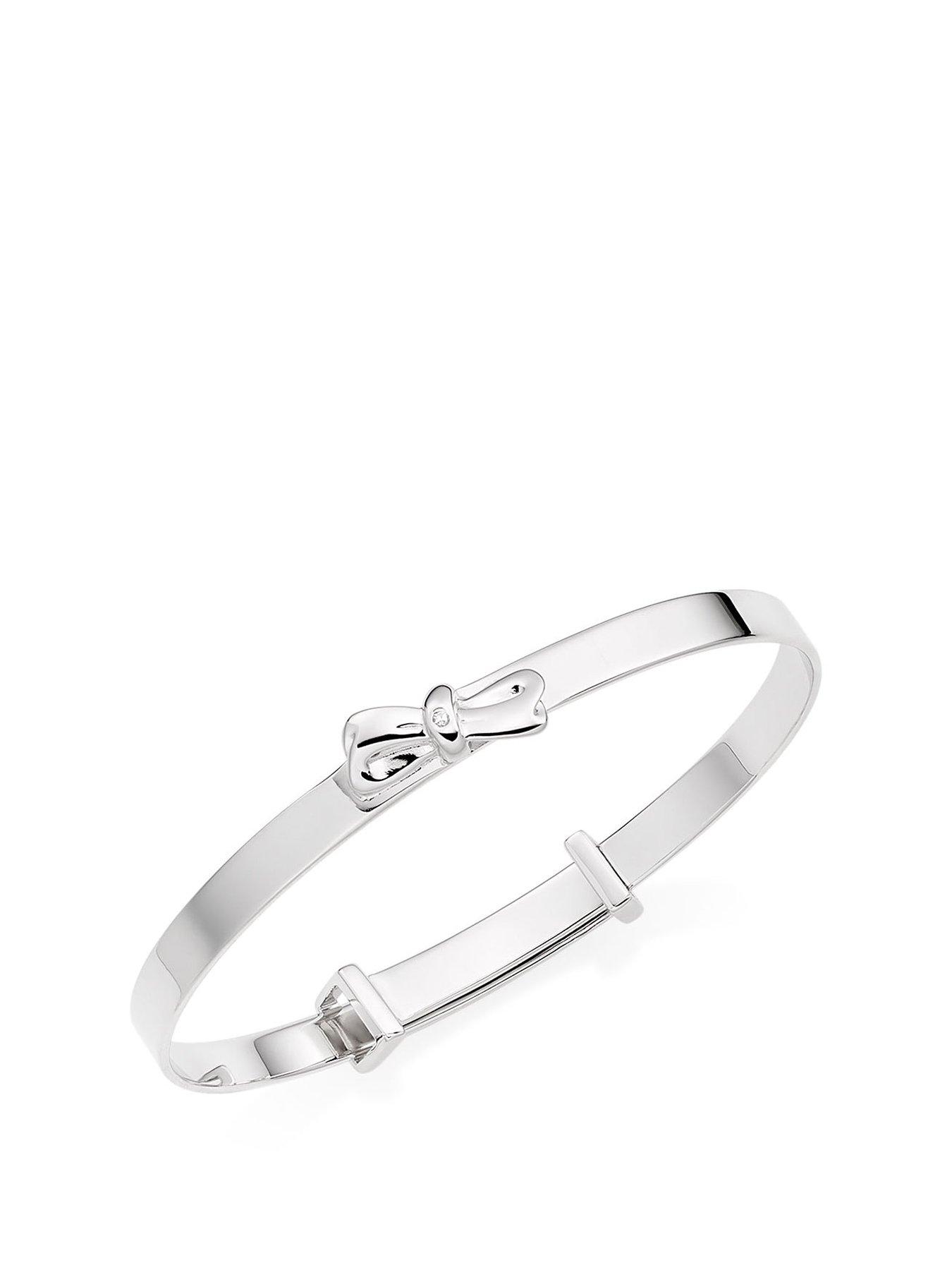 undefined Mini B Childrens Silver Diamond Bow Bangle