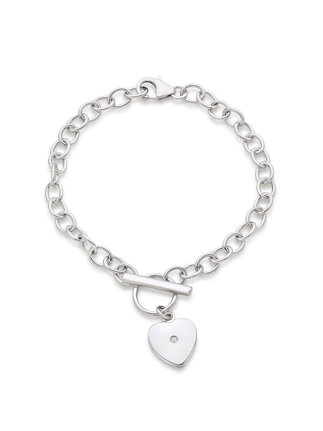  Mini B Childrens Silver Diamond Heart Bracelet