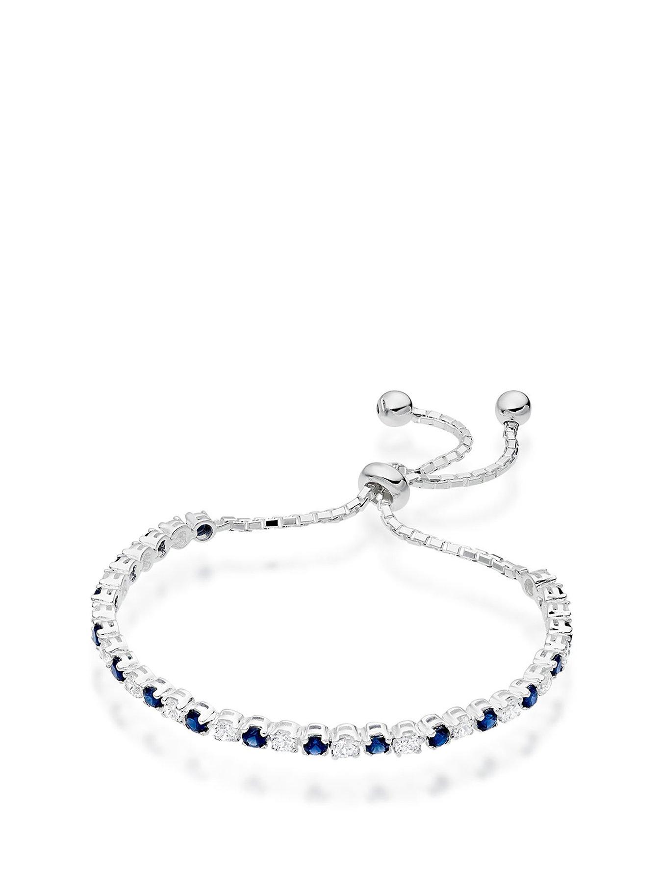 Image 1 of 3 of Beaverbrooks Silver Synthetic Sapphire and Cubic Zirconia Slider Bracelet