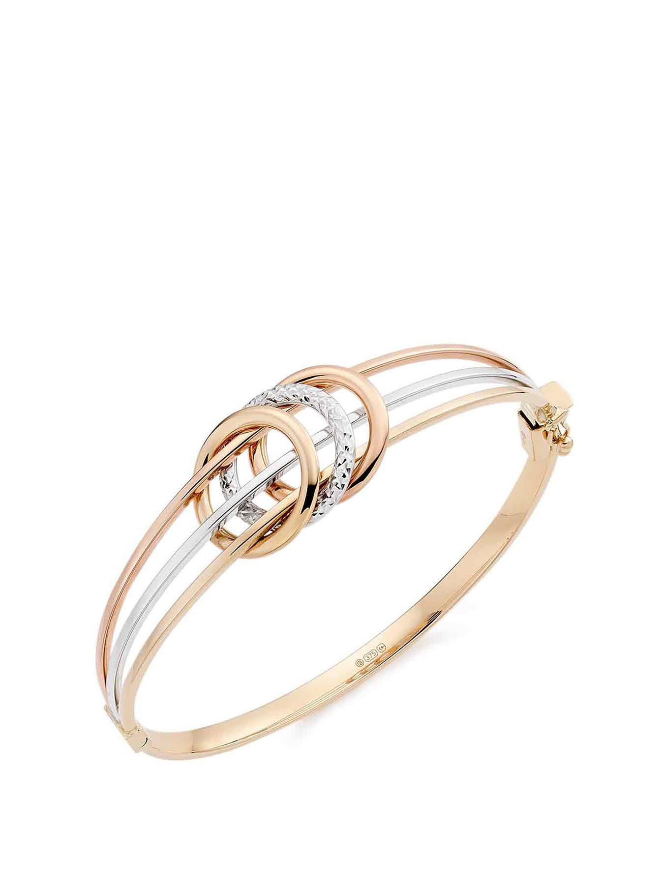 Women 9ct Gold, Rose Gold and White Gold Sparkle Bangle