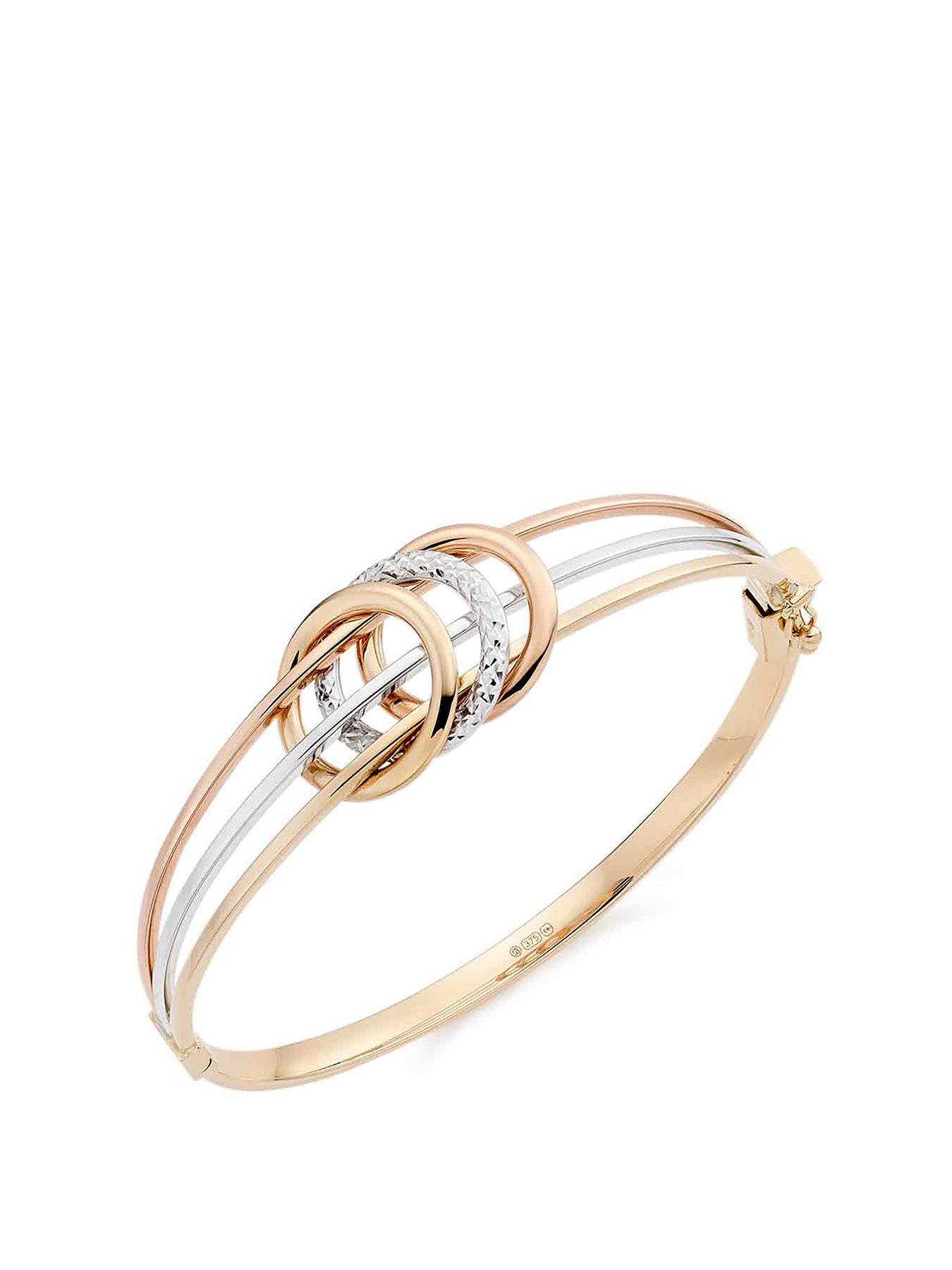 undefined 9ct Gold, Rose Gold and White Gold Sparkle Bangle