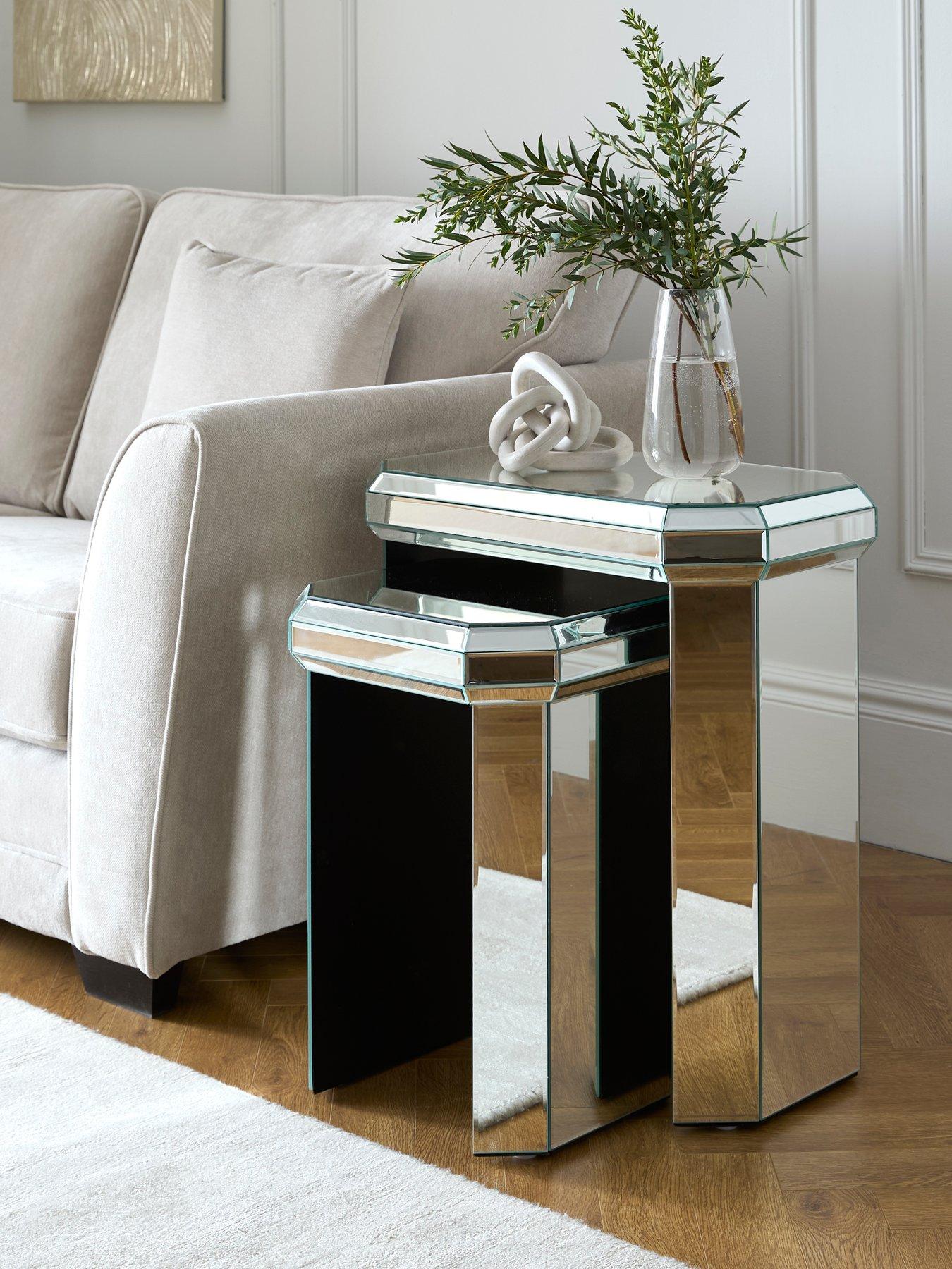 Product photograph of Very Home Ready Assembled Plinth Mirrored Nest Of 2 Tables - Fsc Reg Certified from very.co.uk