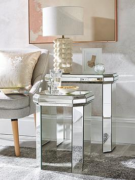Product photograph of Very Home Plinth Mirrored Nest Of 2 Tables from very.co.uk