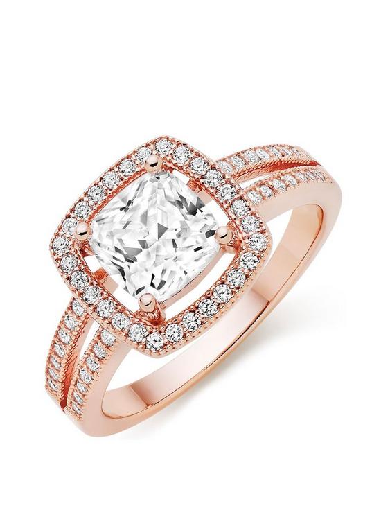 front image of beaverbrooks-silver-rose-gold-plated-cubic-zirconia-cocktail-ring