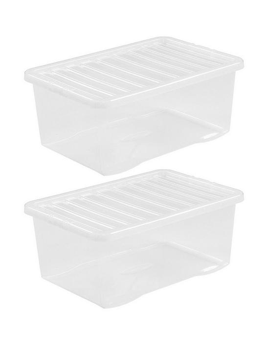 front image of wham-set-of-2-clear-plastic-crystal-storage-boxes-ndash-45-litres-each