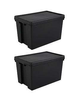 Product photograph of Wham Set Of 2 Heavy Duty Plastic Storage Boxes Ndash 62 Litres Each from very.co.uk