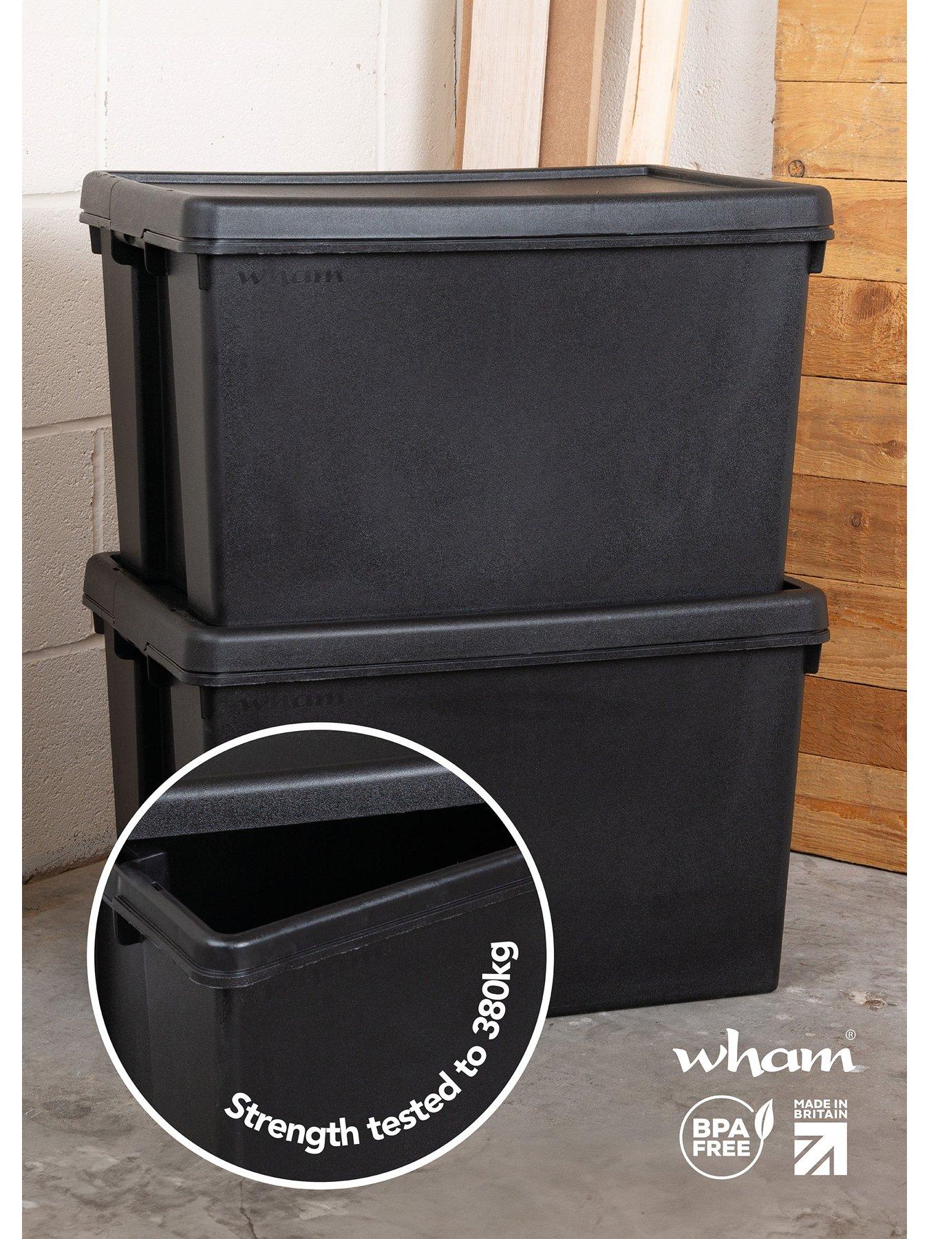 Image 3 of 5 of Wham Set of 2 Heavy Duty&nbsp;Plastic Storage Boxes &ndash; 62 litres each