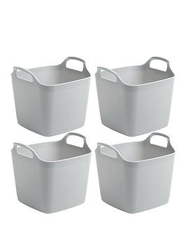 Product photograph of Wham Set Of 4 Flexi Storage Tubs - Grey from very.co.uk