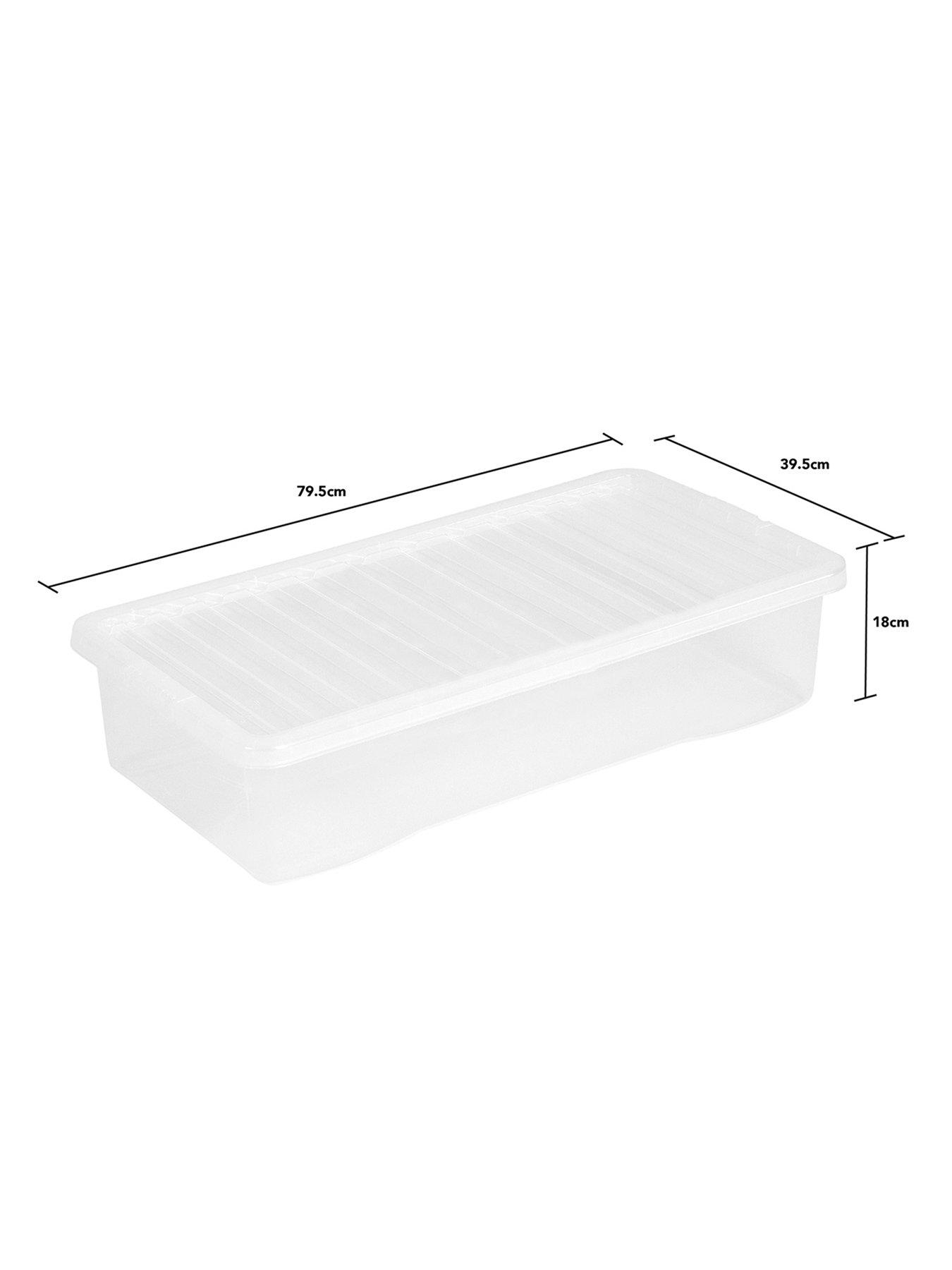 32 Litre Plastic Under Bed Storage Box With Wheels And Folding Lid ...