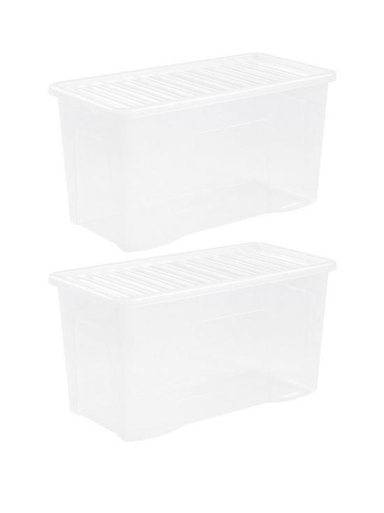 front image of wham-set-of-2-clear-crystal-plastic-storage-boxes