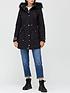  image of v-by-very-glam-parka-with-buckle-sleeve-detail-black