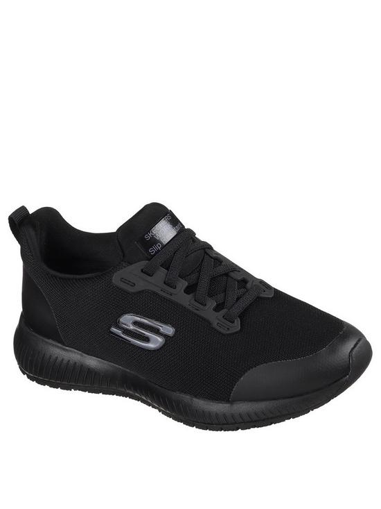 front image of skechers-squad-srnbspworkwear-slip-resistant-trainers-black