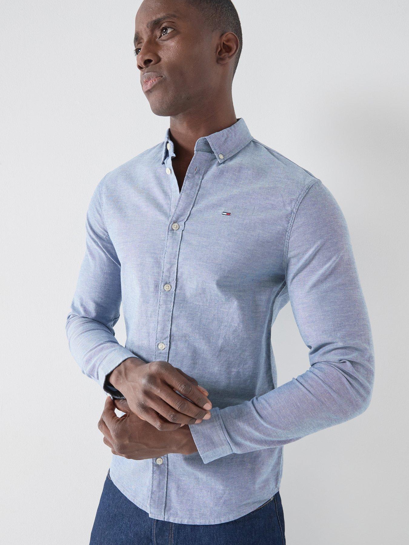 Tommy Jeans TJM & Slim Stretch Fit Oxford Shirt, Twilight Navy, Size 2Xl, Men