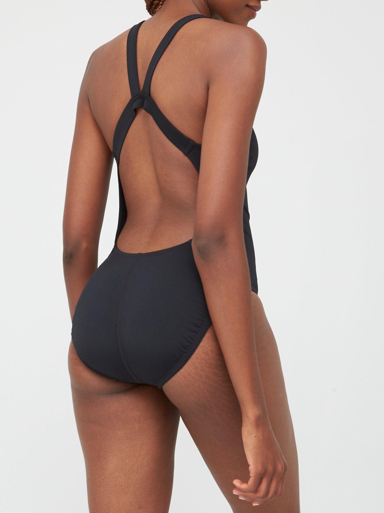 Nike cut out outlet swimsuit black