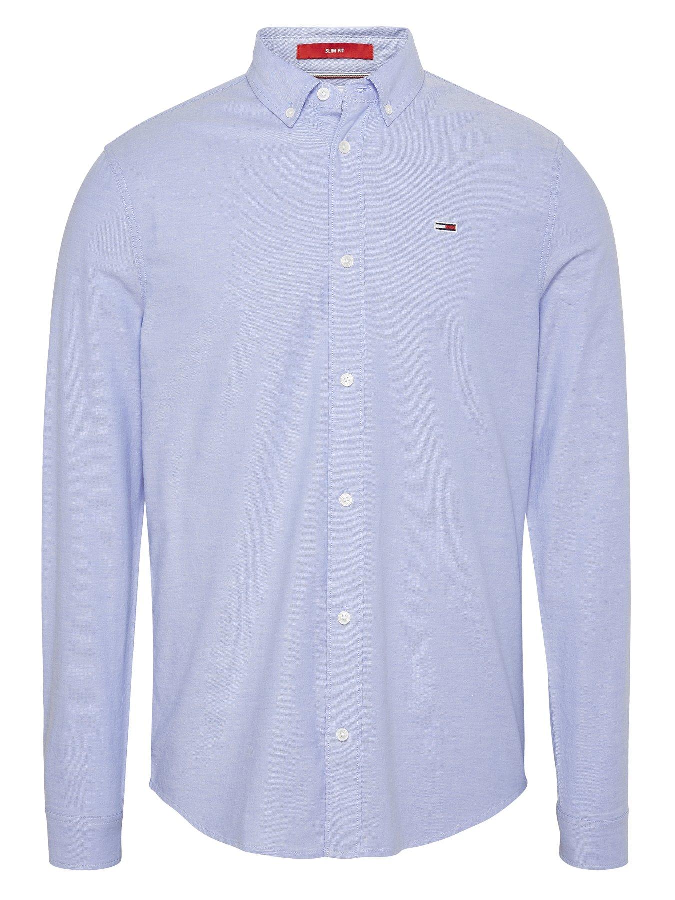 Tommy Jeans TJM Slim Stretch Fit Oxford Shirt - Perfume Blue | Very.co.uk