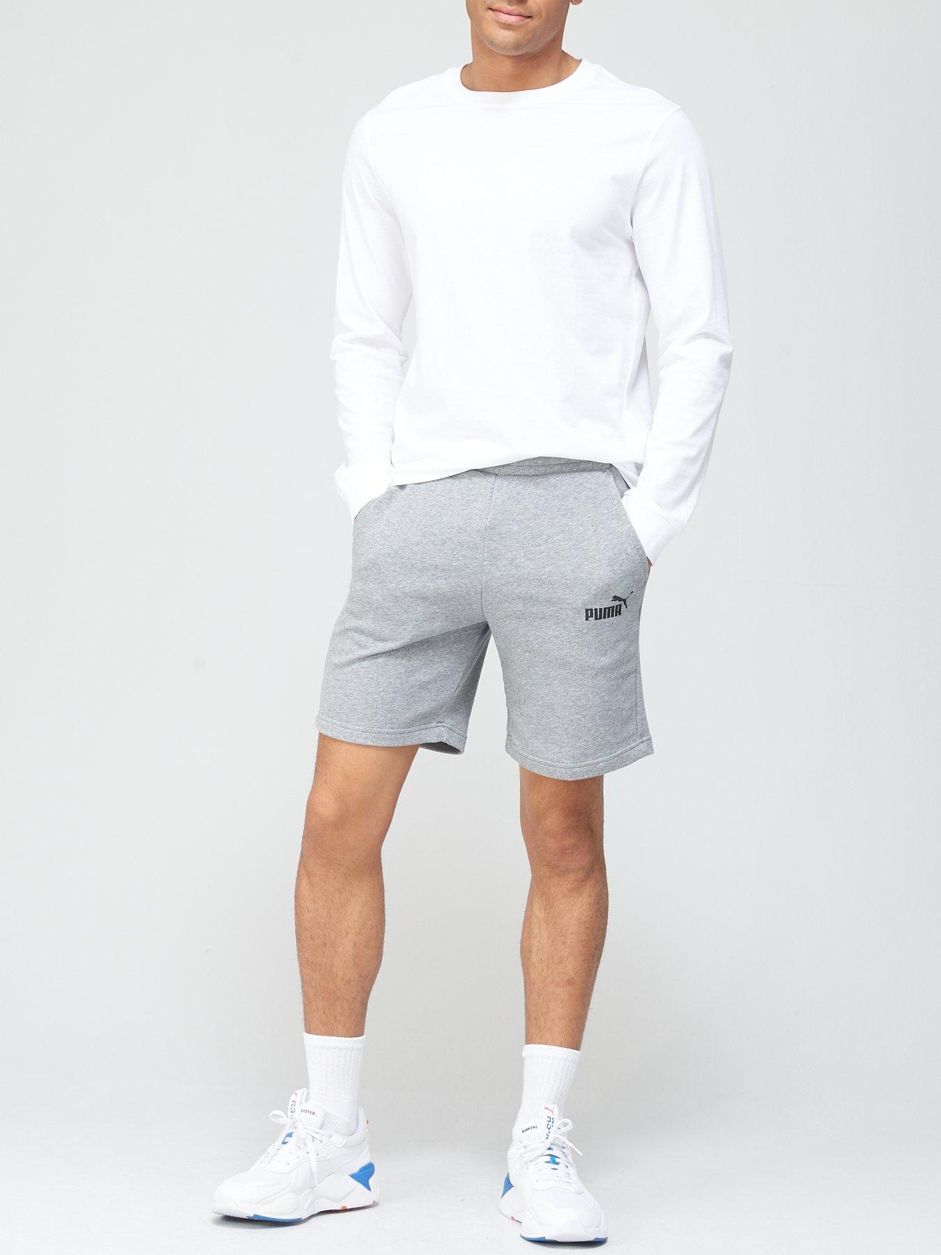 Puma Essentials Sweat Shorts - Medium Grey Heather | very.co.uk